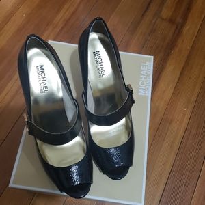 Michael Kors Patent Leather Beverly Open Toe Heels